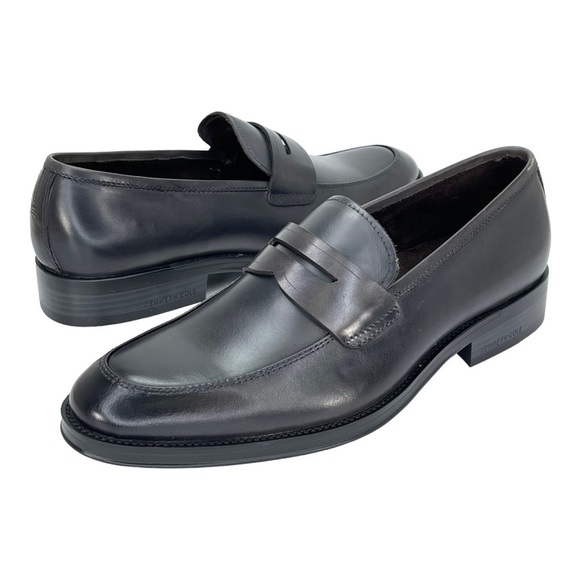 Kenneth Cole Brock Dark Grey Leather Mens Penny Loafers Size 7M - Picture 7 of 10